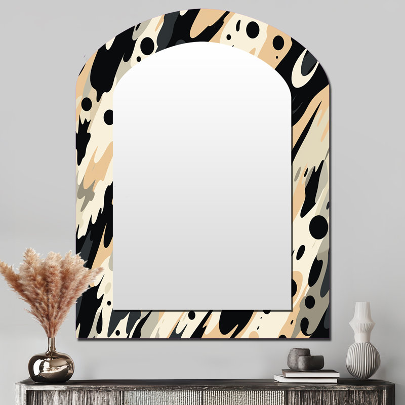 Tribal Fusion - miroir mural unique à arche abstraite, miroir asymétrique moderne, impression d'art en métal, 43 po x 33 po