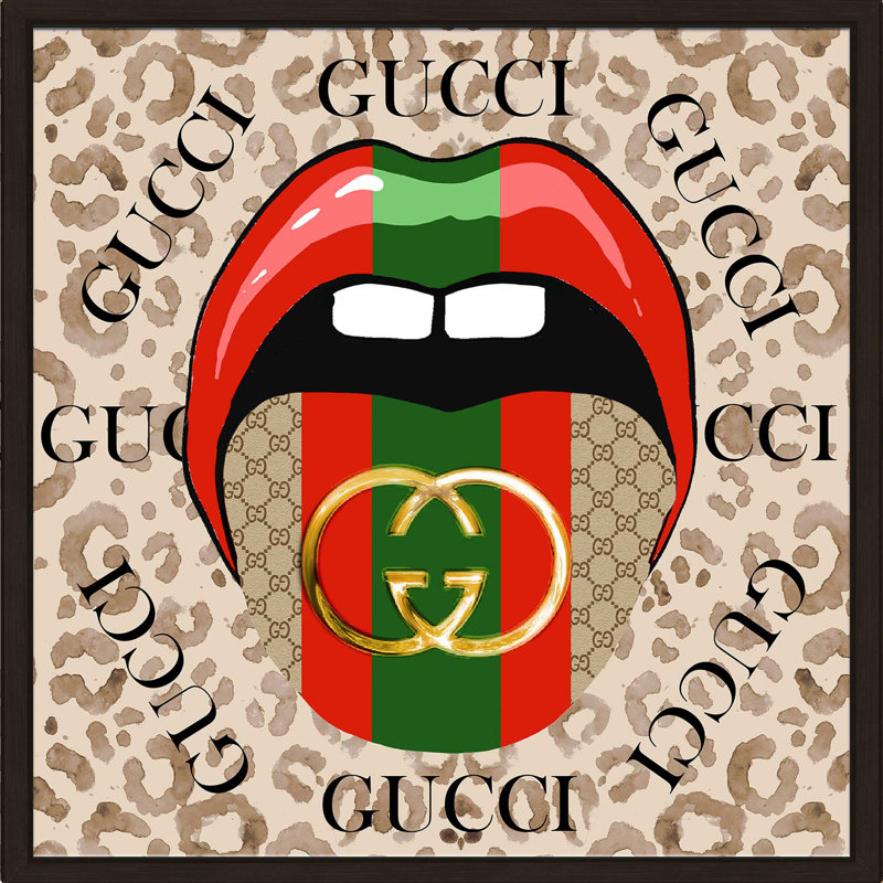 Gucci langue (carré) par Antonyus Bunjamin (Abe) - impression, Cadre flottant espresso, H 31,5 po x l 31,5 po x P 2 po