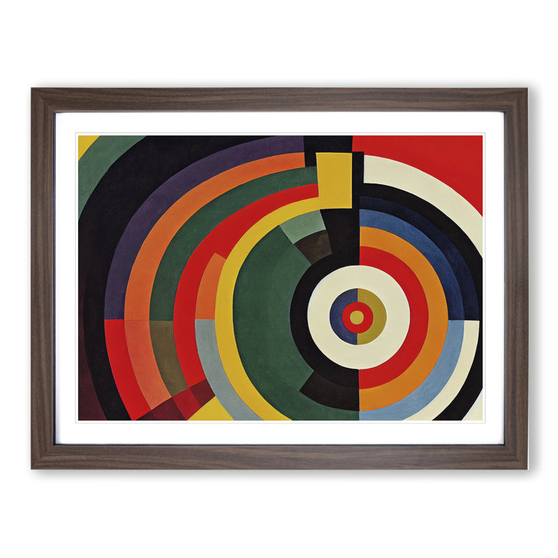 XH1022-1255X Beaming Modern Art - Single Picture Frame Print, Walnut, 34cm H x 46cm W x 2cm D