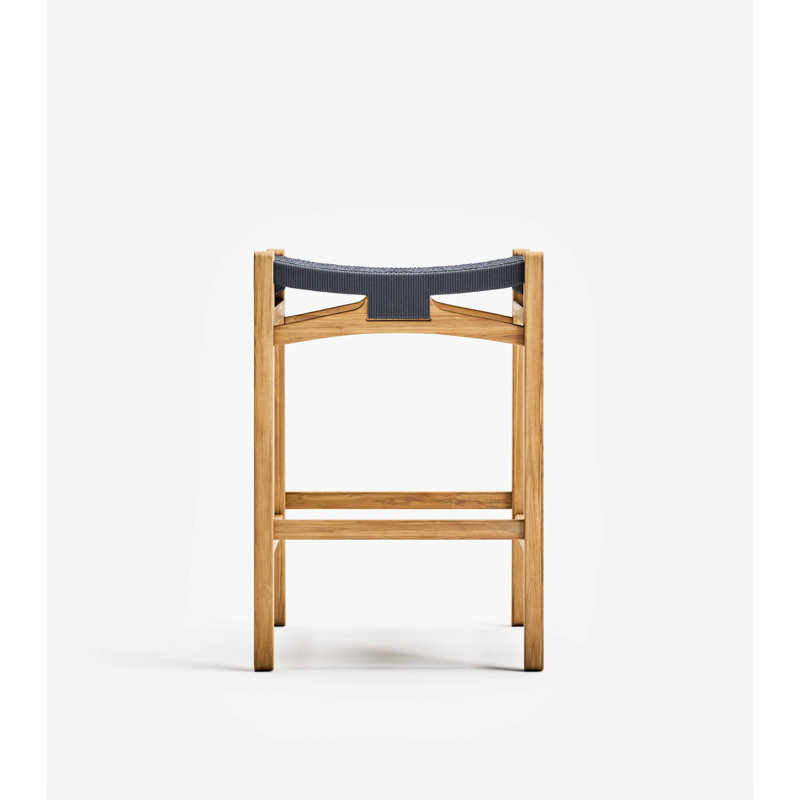 Outdoor Teak Bar Stool, Charcoal, 24"