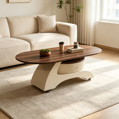 Movable Minimalist Coffee Table Storage Drawers