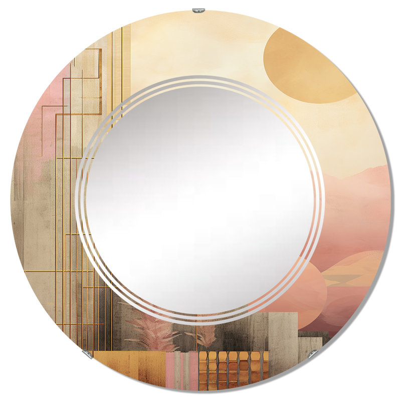 Echarkia - Miroir mural moderne rond, 32 po x 32 po