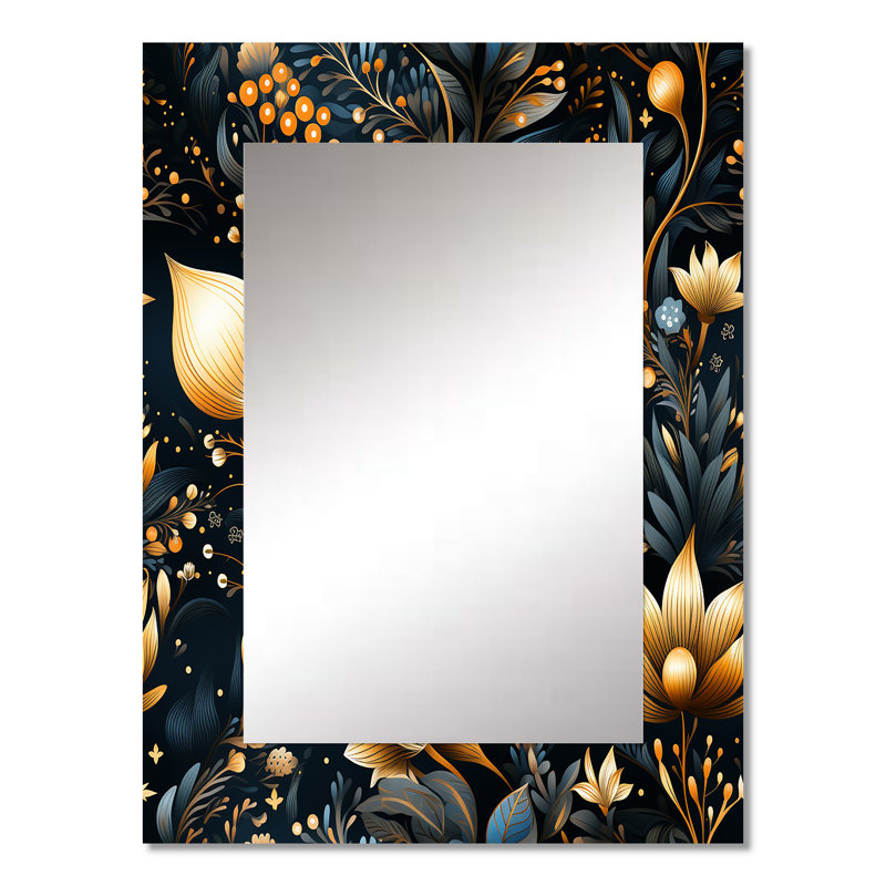 Blatt - Blue Wall Mirror Decor, 32 po x 24 po