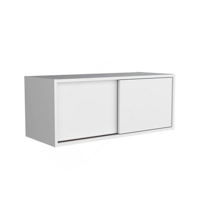 Armoire flottante blanche avec porte coulissante