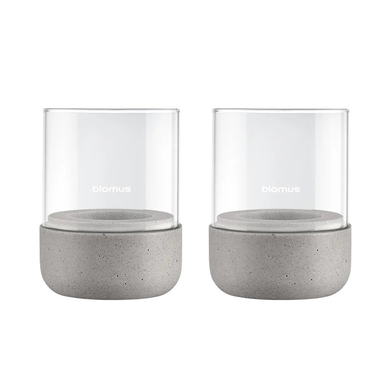 2 Piece Glass Set, 9.5 cm H x 7 cm W x 7 cm D, Grey