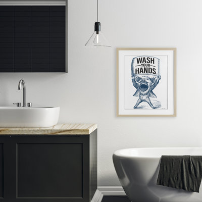 «Wash Your Hands», reproduction encadrée sous verre rétro, design par Susan Ball