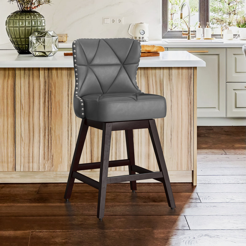 Arabele Swivel 26'' Counter Stool, 1, Dark Gray, Dark Brown