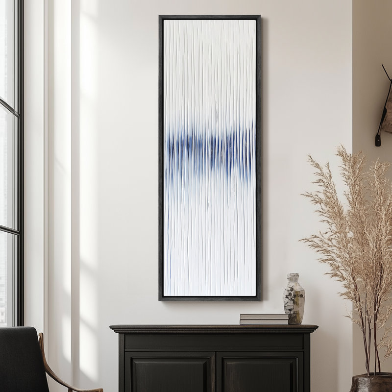 «Minimal Blue Watercolor», impression sur toile verticale encadrée, H 60 po x l 20 po x P 1,5 po, Noir