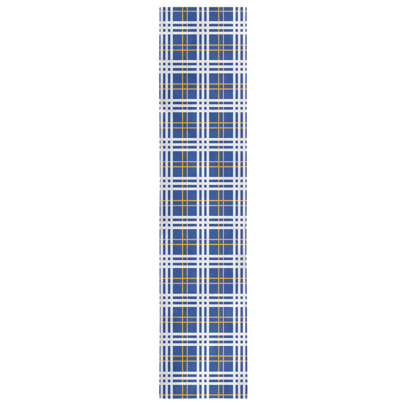 Paid Polyester Table Runner, 72" L x 16" W, Blue/Gold/White