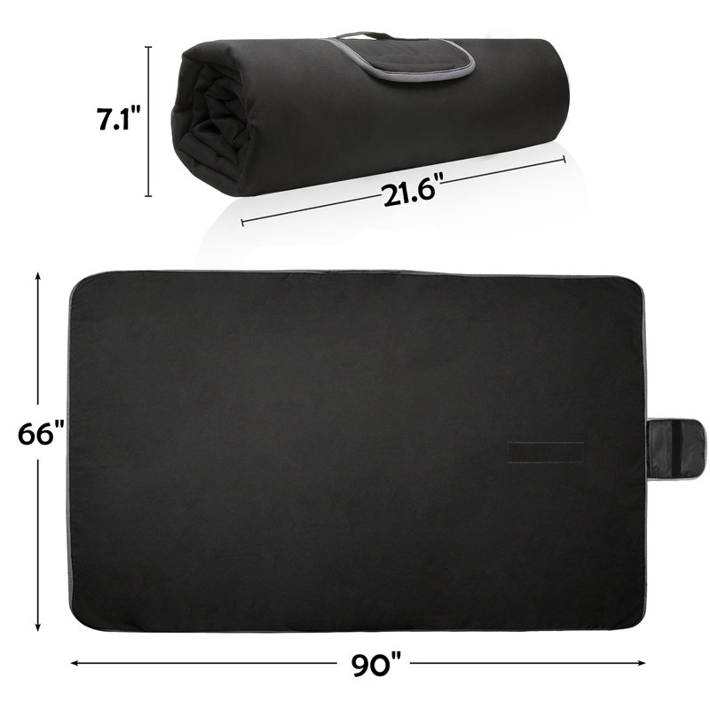 Tirrinia Outdoor Waterproof Blanket, 66" W x 90" L, Black/Gray
