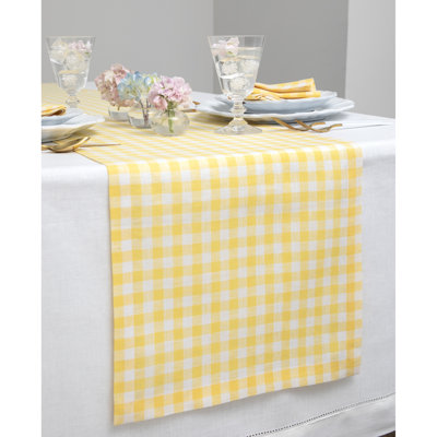 Gingham Checks - 100% Pure Linen Table Runner