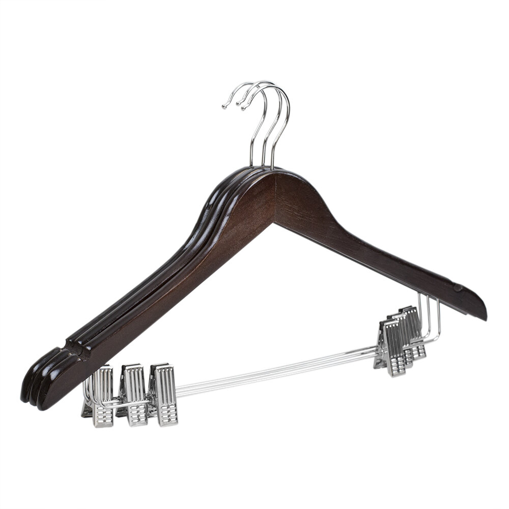 Wooden Pant Hanger with Adjustable Cushion Clips for Skirt/Pants (Set of 25) Rebrilliant Color: White/Brass