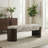Palm Print Upholstered Bench with Curved Wood Legs-654253359