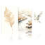 Ensemble de 3 tableaux muraux sur toile tendue, motif aquarelle de feuilles et d'oiseaux-2129754654