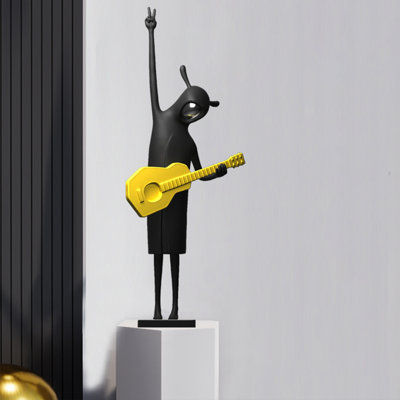 Figurine de joueur de guitare de 39,37 po de hauteur, décor de meuble télé de salon de luxe, artisanat d'art haut de gamme