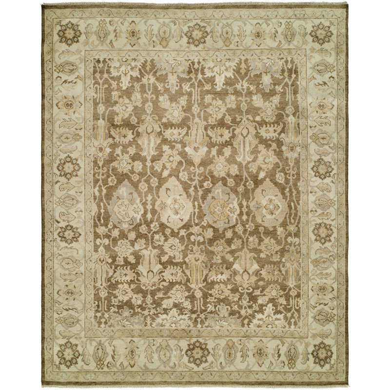 Wool Oriental Area Rug in Brown, Rectangle 12' x 15'