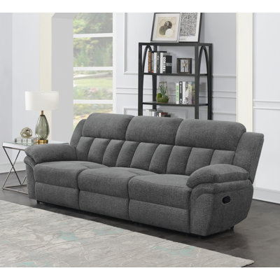 Trasha 98.85'' W Upholstered Reclining Sofa in Gray