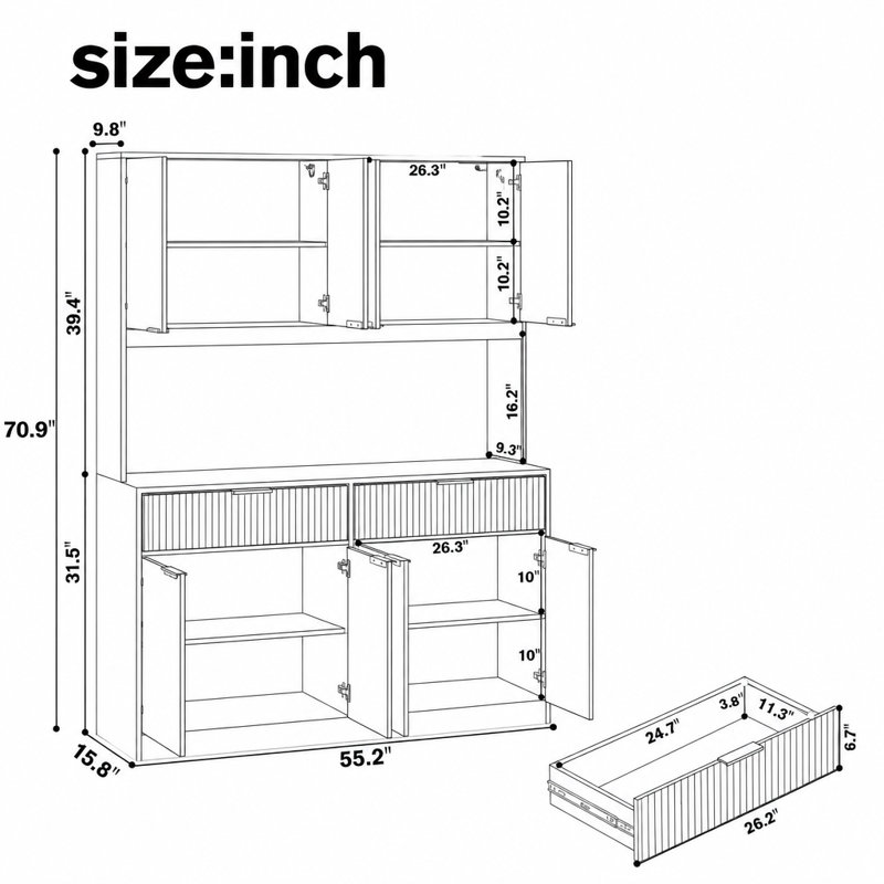 Cabinet de rangement moderne et multifonctionnel avec prise de courant et comptoir ouvert pour des besoins d'organisation polyvalents