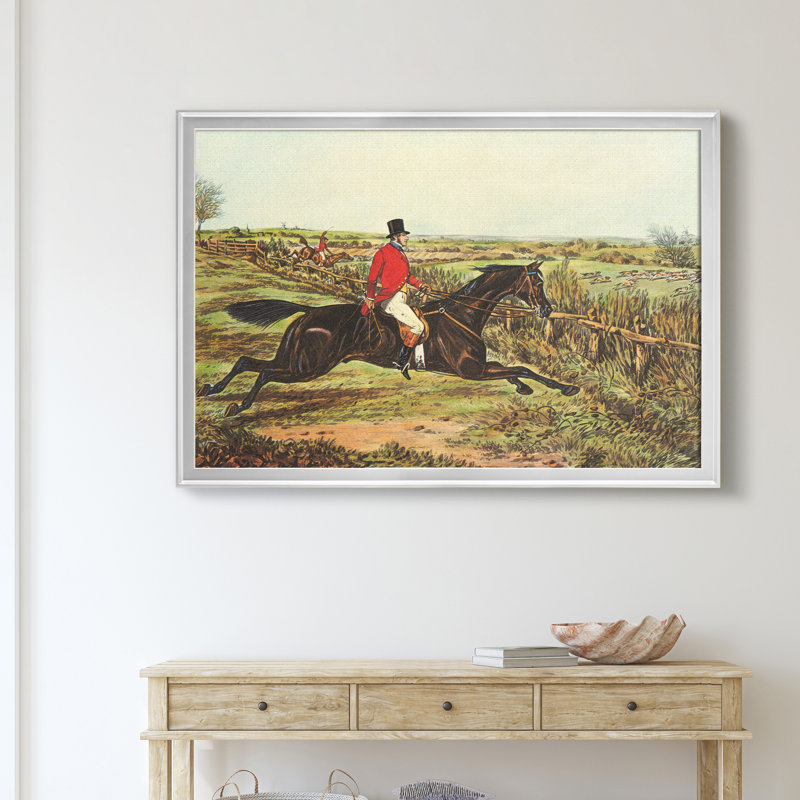 «The English Hunt III», reproduction d'art graphique sur toile encadrée, H 26,5 po x l 36,5 po x P 1,5 po, Argent