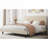For Master Or Guest Bedroom, King Size Bed Frame Simple Elegant Neutral Beige Metal Construction with Headboard