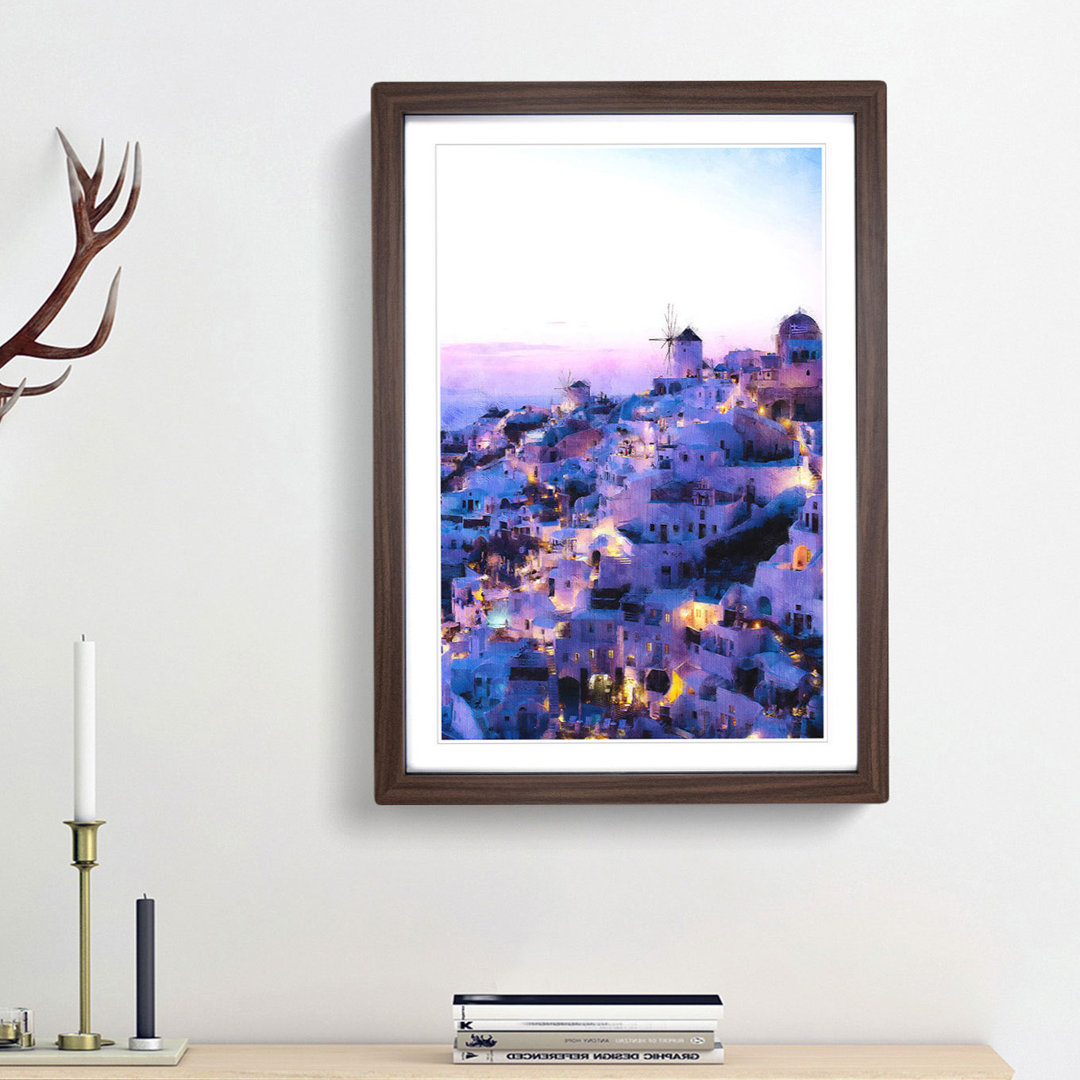The Oia Santorini Skyline in Greece - Picture Frame Painting Print