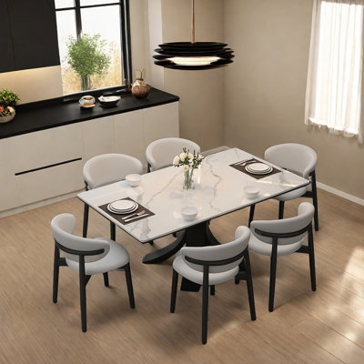 Modern Rock Slab Full Support Dining Table Set