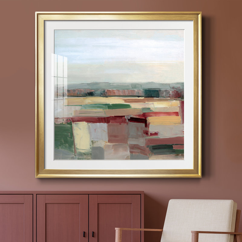 Tapisserie de champ - peinture encadrée, Papier encadré doré, H 30,5 po x l 30,5 po x P 1,5 po