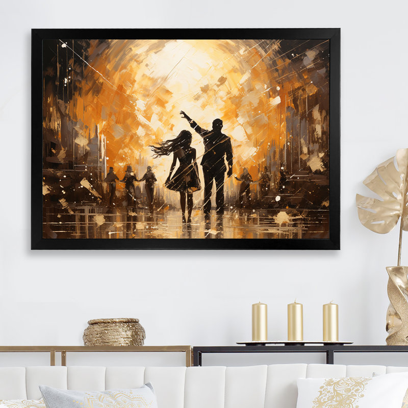 Disco Dazzle Dancer Complicity sur toile, Cadre simple noir, L 44 po x H 34 po