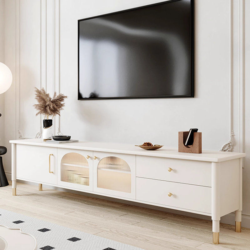 Elegant glass TV stand classic arch design, 78.74"