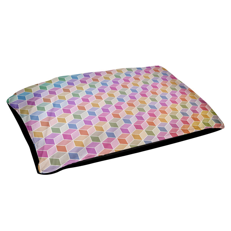 Campion Geometric Polyester Pet Bed, Extra Large (52" W x 42" D x 17" H), Orange/Green