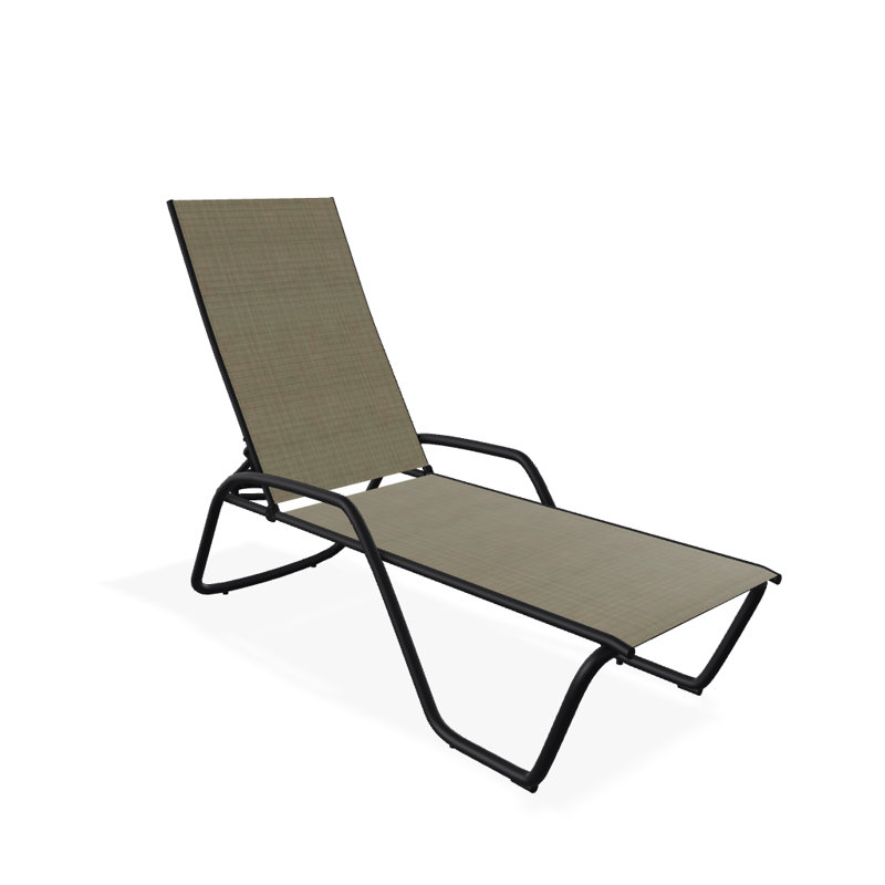 Outdoor Rust-Resistant Metal Chaise Lounge, Textured Black, Elevation Stone