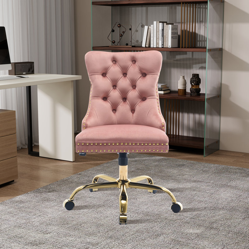 Chaise de bureau Chenille, Pink, Gold