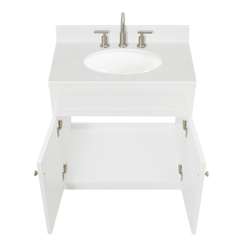 Abell 30 In. Bathroom Vanity With Carrara White Quartz Countertop 1.5 Edge In White