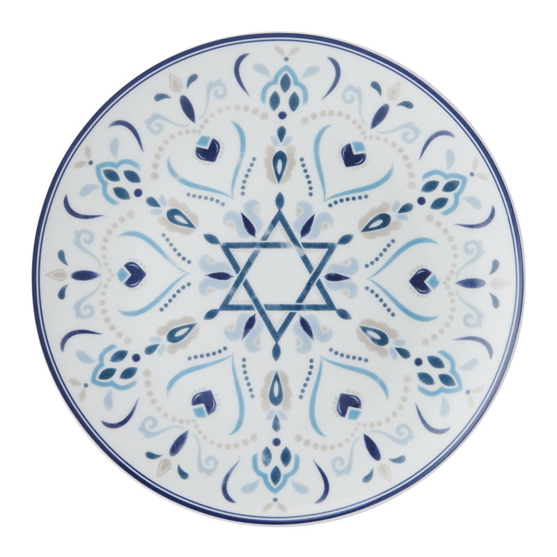 Hanukkah Celebration Bone China 9-In Salad Plates, Set Of 4
