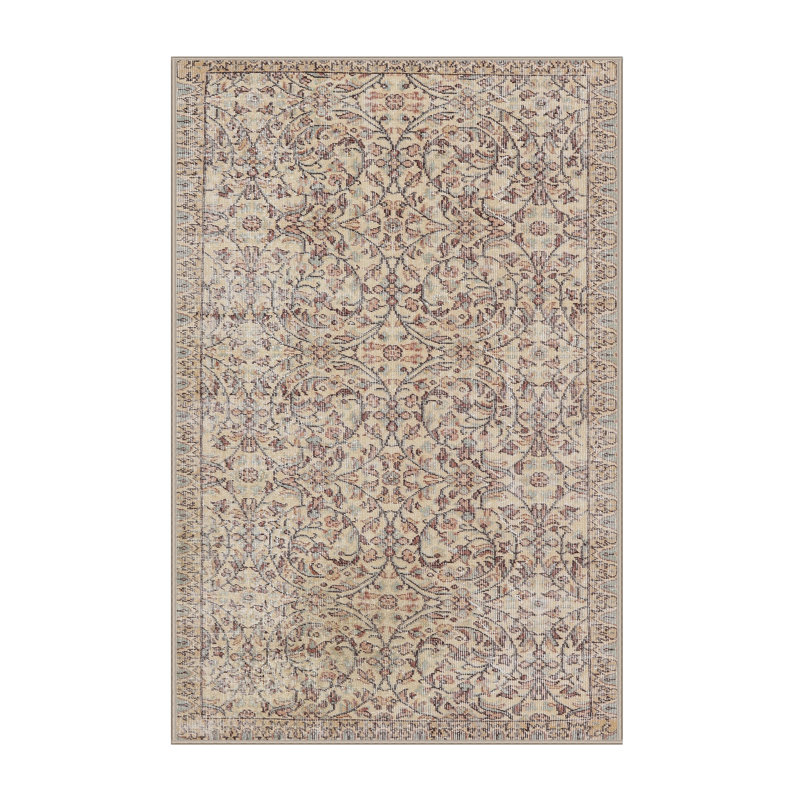 Tapis décoratif floral beige/brun Aquinnah, Rectangle 5 pi x 8 pi