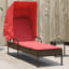 Chaise longue Latitude Run® avec auvent en rotin de polyester noir-743067102