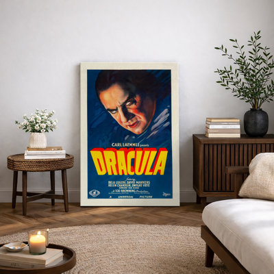 Dracula Classic Horror Movie Poster Artwork, Vintage Vampire Pictures, Framed Canvas Giclee Print Wall Art.