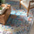 Non-Slip Machine Washable Red/Teal/Gray Oriental Area Rug-645420750