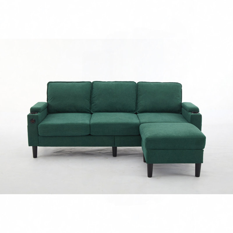 Knock Down 3-Seat Combo Sofa With Storage Ottoman  For Living Room Apartment  Bedroom And Compact Room, Upholstered Sectional Couch, L Shaped  Bench With A Footrest, A Individual Sto