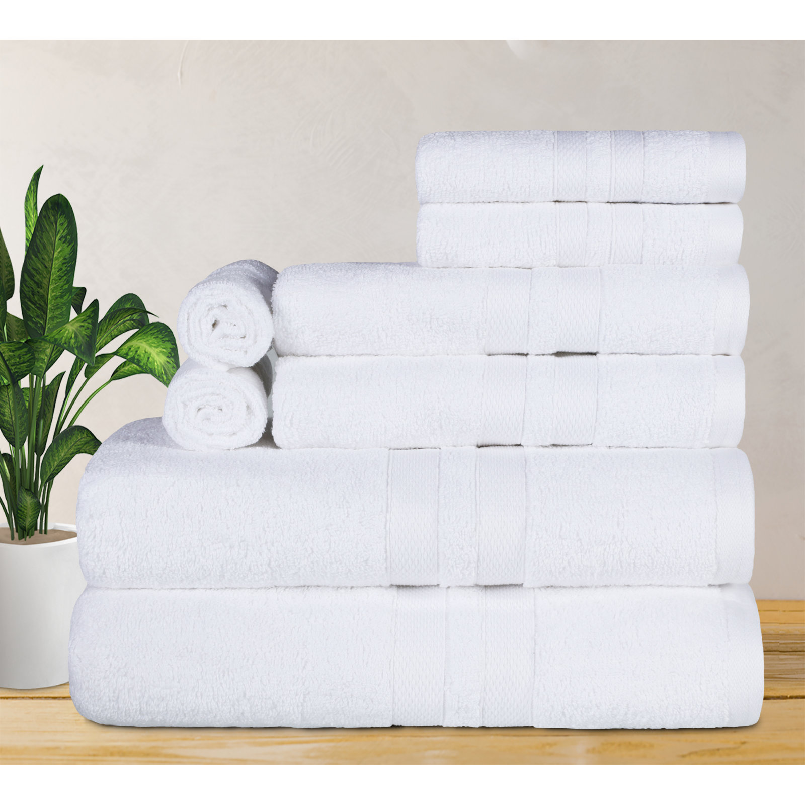 Winthrop Ultra Soft Quick-Drying 8-Piece Cotton Towel Set, White