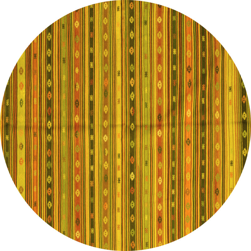 Tapis contemporains jaunes lavables à la machine 804, Rond 4 pi