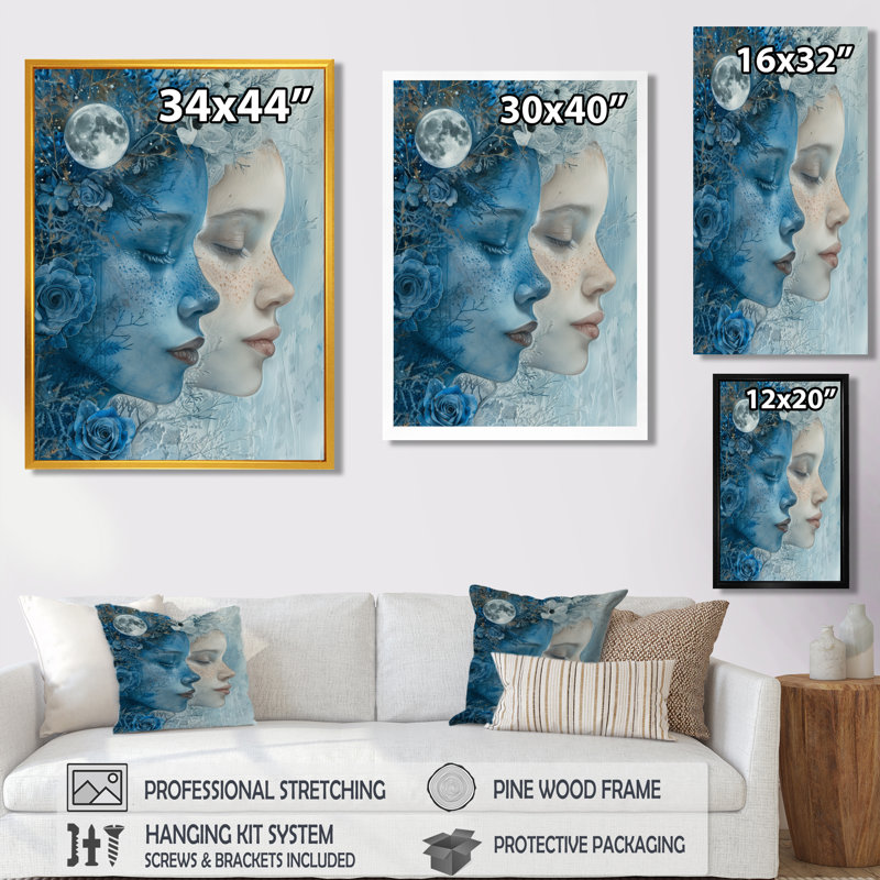 Blanc astral bleu, céleste, jumeaux célestes Gémeaux - astronomie, décoration murale Gémeaux, H 44 po x l 34 po x P 1,5 po