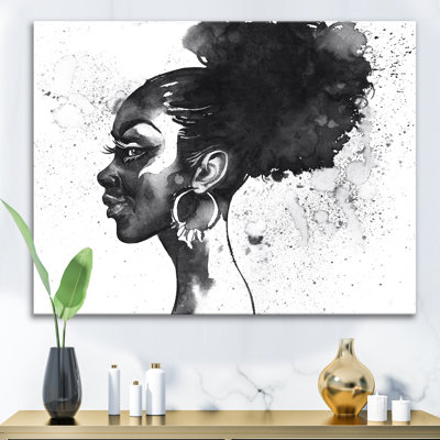 Monochrome Portrait of African American Woman I - People Canvas Wall Art