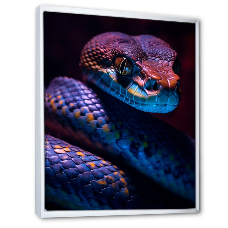 «Blue Anaconda Snake», photographie de la faune I sur toile, 44" H x 34" W, Cadre flottant blanc