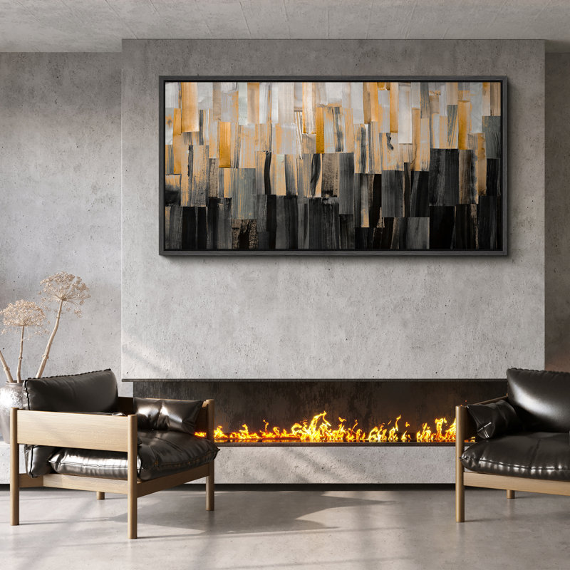 Abstract Stripes Modern Art, 30" H x 60" W, Black