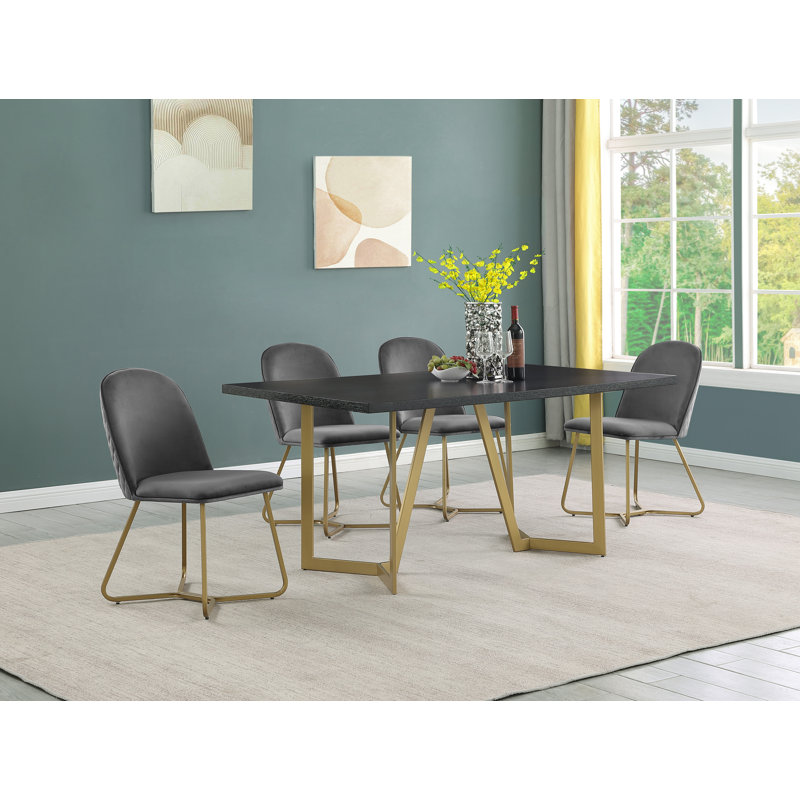 Ensemble repas pour 4 personnes Jakus, Noir, Gris foncé