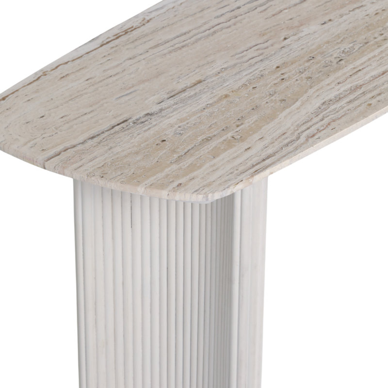 Sagebrook Home 60" Catalina Travertine & Fluted Wood Console Table