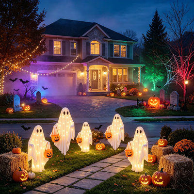 Plastic Freestanding Halloween Ghosts Outdoor Lights