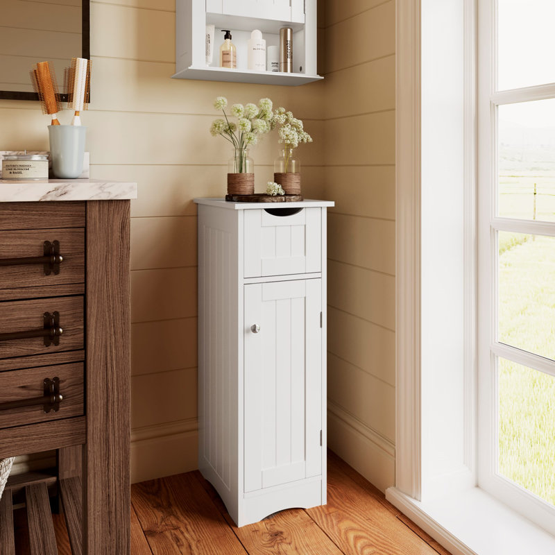 Armoire de rangement pour salle de bain et buanderie étroite avec tiroir et tablettes réglables RiverRidge Ashland