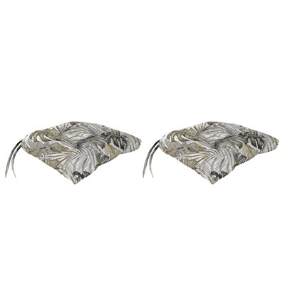 17" x 18" Bryan Walnut Leaves Tufted Outdoor Wicker Seat Cushion with Ties (Set of 2) by Bay Isle Home